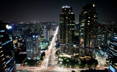 Downtown Seoul at night