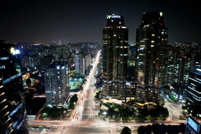 Downtown Seoul at night
