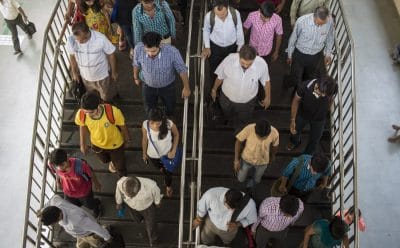 Commuters travel through one of New Delhi's 146 metro stations.