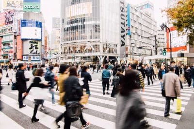 A busy intersection in Japan.