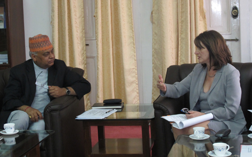 Minister Featherstone meets with Minister with the Chief Secretary Madhav Prasad Ghimire.