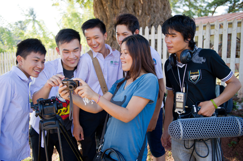 Students participate in filmmaking in Laos