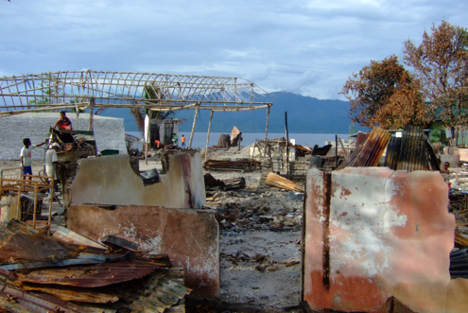 Burned houses in Haruku