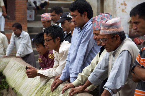 Men gather in Nepal 