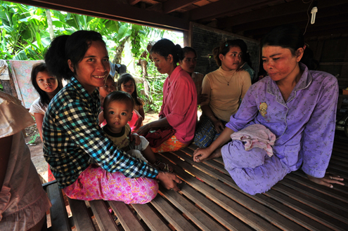 Women relax at home in Cambodia 